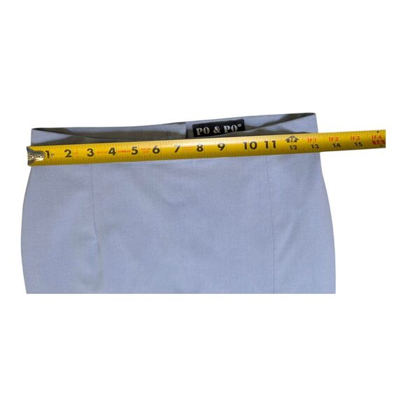 Vtg Y2K 90s Blue Mini Pencil Skirt Size 2 Office Siren 26" Waist PO & PO Slit - Picture 3 of 8